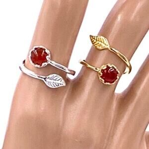 6mm carnelian Gold plated‎ adjustable ring